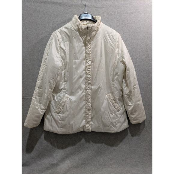 Marcona Jacket Women's XL White Full Zip Solid Double Lining Windbreaker Jacket - Picture 1 of 9